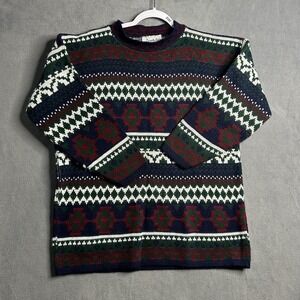 Vintage Private Eyes Acrylic Sweater Womens Size XL USA Multicolored Geometric